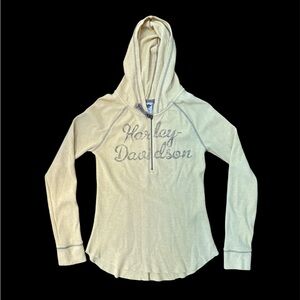 Harley-Davidson ladies 1/2 zip hoodie shirt blouse pop over thermal knit size M